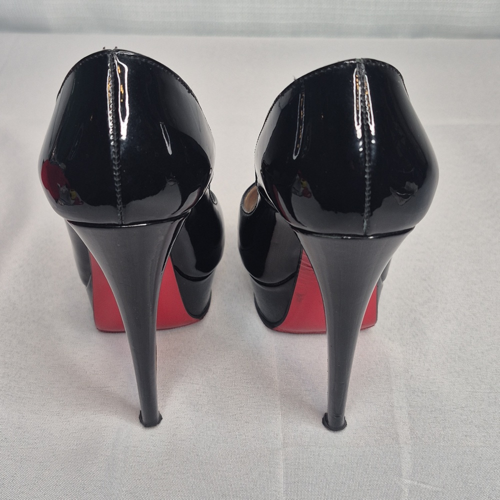 Christian Louboutin Black Patent Platform Stiletto Pumps Red Sole EUR 34.5/US4.5 - Picture 12 of 17
